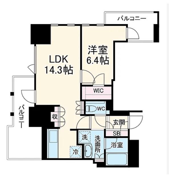 プラウドタワー名駅(2LDK/5階)の間取り写真