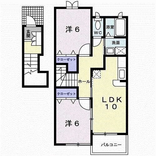 モーントシャインB(2LDK/2階)の間取り写真