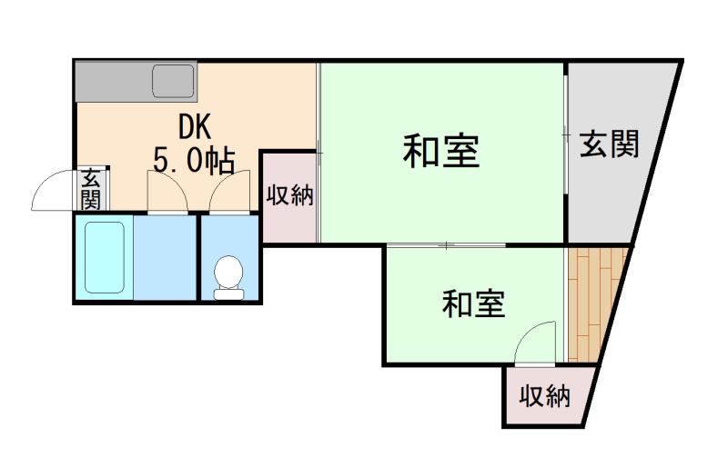 西灘マンション(2DK/2階)の間取り写真