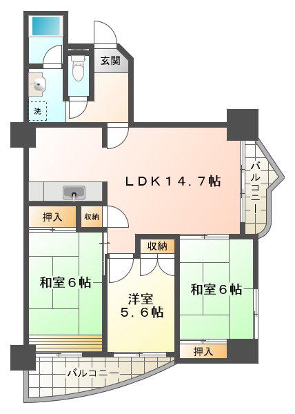 シティハイツ舞子(3LDK/7階)の間取り写真