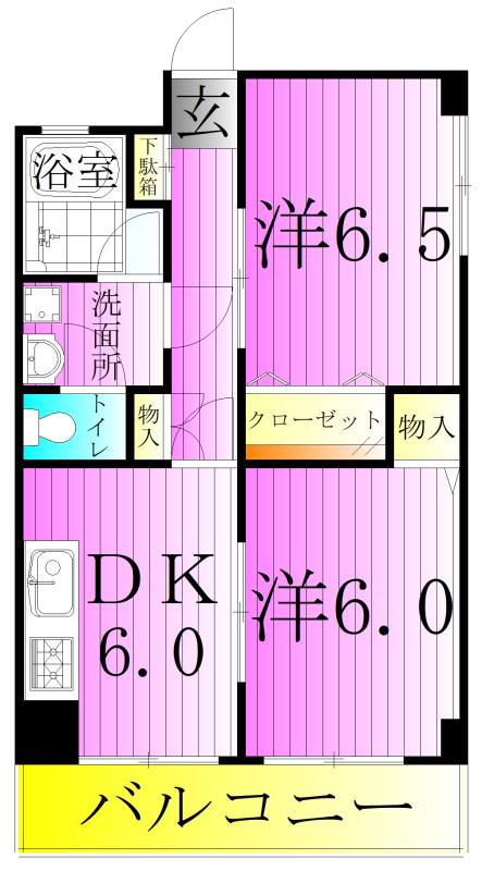 綾瀬リージェントマンション(2DK/1階)の間取り写真
