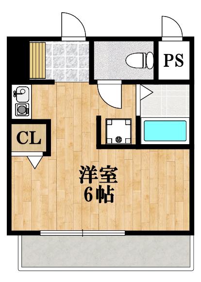 リバティーハイツ(1K/2階)の間取り写真
