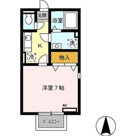 4CABINS(1K/2階)の間取り写真