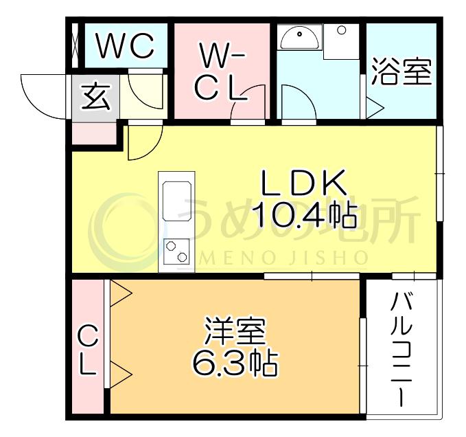 L-BLOOM御井(1LDK/1階)の間取り写真