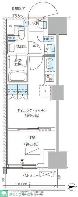 パークアクシス品川天王洲アイル(1DK/6階)の間取り写真