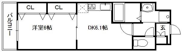 ラガール(1DK/4階)の間取り写真