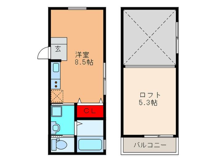 ガーデンヒルズ箕面(ワンルーム/1階)の間取り写真