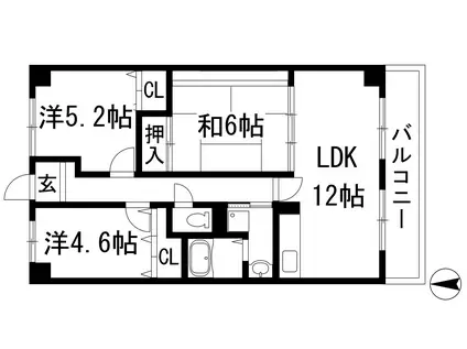 ソレアードうねの(3LDK/2階)の間取り写真