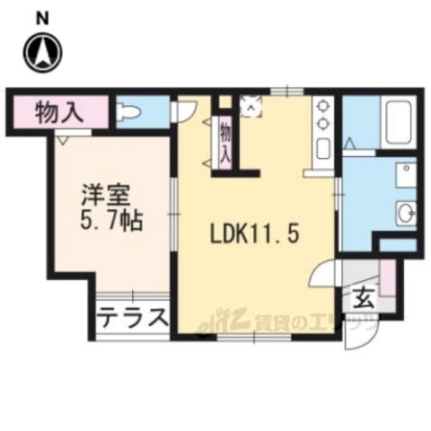 フォレストメゾン花屋町(1LDK/1階)の間取り写真
