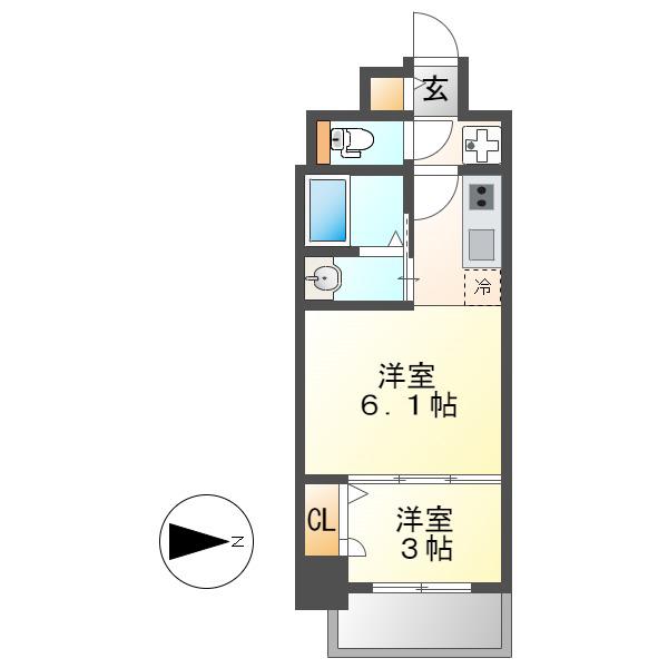 MAXIV大須観音(1DK/7階)の間取り写真