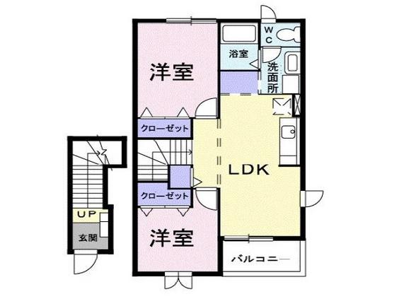 プレーヌ・グラシュー(2LDK/2階)の間取り写真