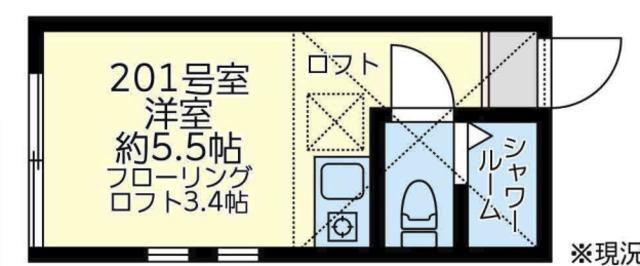 ユナイト鶴見シャンティー(ワンルーム/2階)の間取り写真
