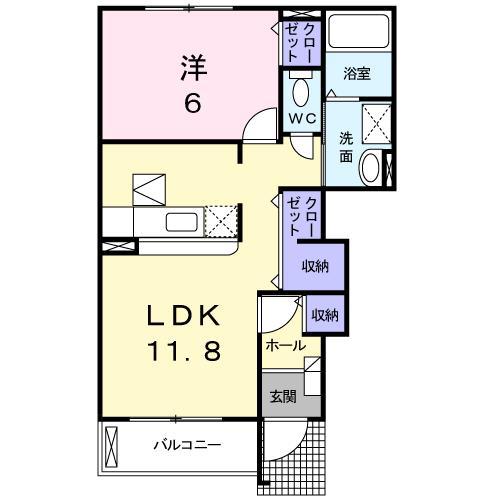 エスポワール弐番館(1LDK/1階)の間取り写真