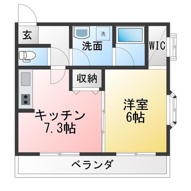 桂荘(1DK/2階)の間取り写真