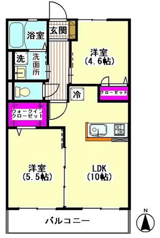 カーサ シュエット(2LDK/2階)の間取り写真