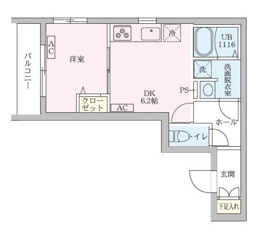 リブレスト篠崎(1DK/2階)の間取り写真