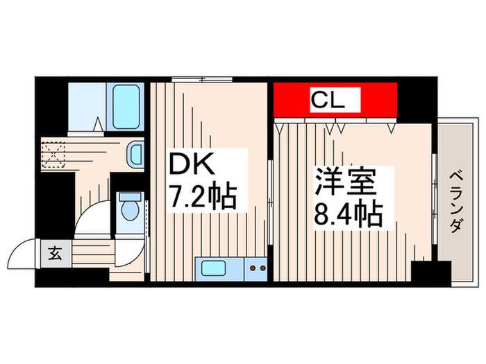 豊栄ビル(1DK/2階)の間取り写真