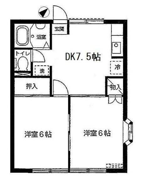 ジュネス本牧(2DK/1階)の間取り写真