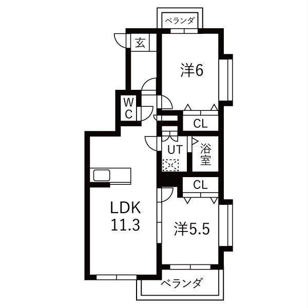 セントルシア(2LDK/1階)の間取り写真