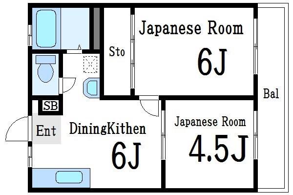 サンハイツ(2DK/1階)の間取り写真