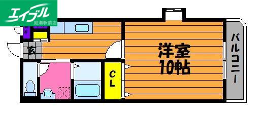 マチェール(1K/3階)の間取り写真