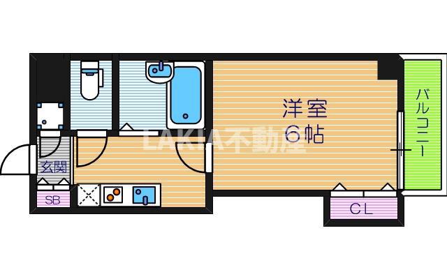 アパルト松崎(1K/6階)の間取り写真
