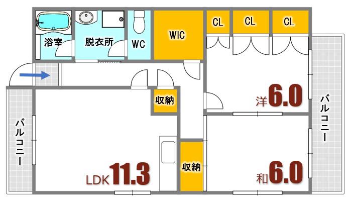 コーポラスグリーン(2LDK/2階)の間取り写真