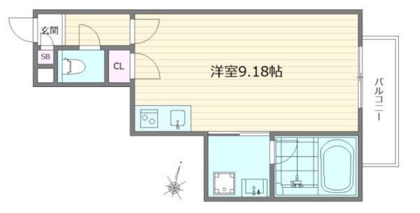 ミライエ(ワンルーム/2階)の間取り写真