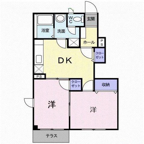 ラヴィアン・ローズ(2DK/1階)の間取り写真