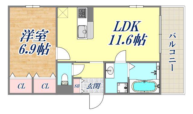 D-ROOM武庫之荘(1LDK/3階)の間取り写真
