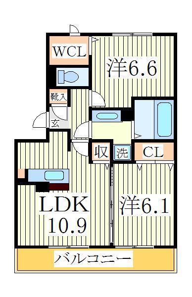 フラッツ酒井根II(2LDK/1階)の間取り写真