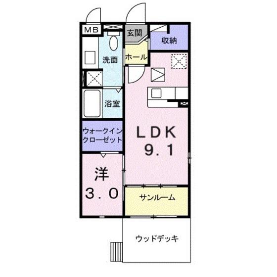 オンフォレストギオン(1LDK/1階)の間取り写真