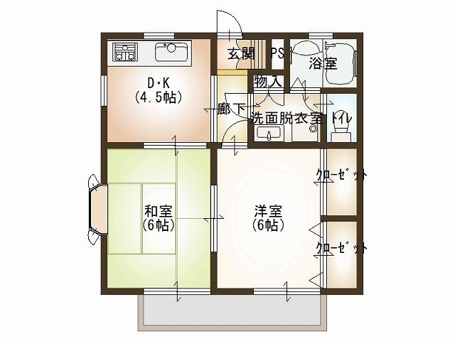 パークハイツSAI B棟(2DK/2階)の間取り写真