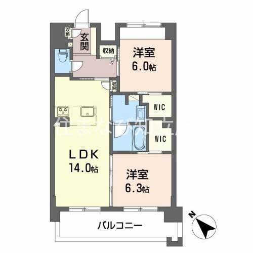 ROOTHILL 10(2LDK/8階)の間取り写真