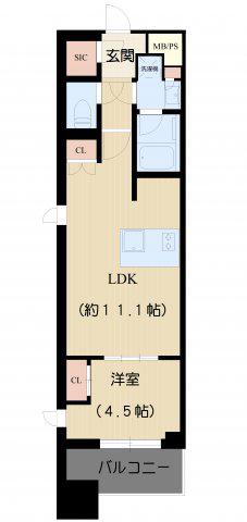アトラスリベルタ文京湯島(1LDK/7階)の間取り写真