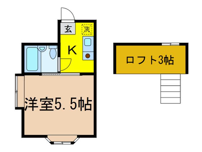 ウエストスクエア上石神井(1K/2階)の間取り写真