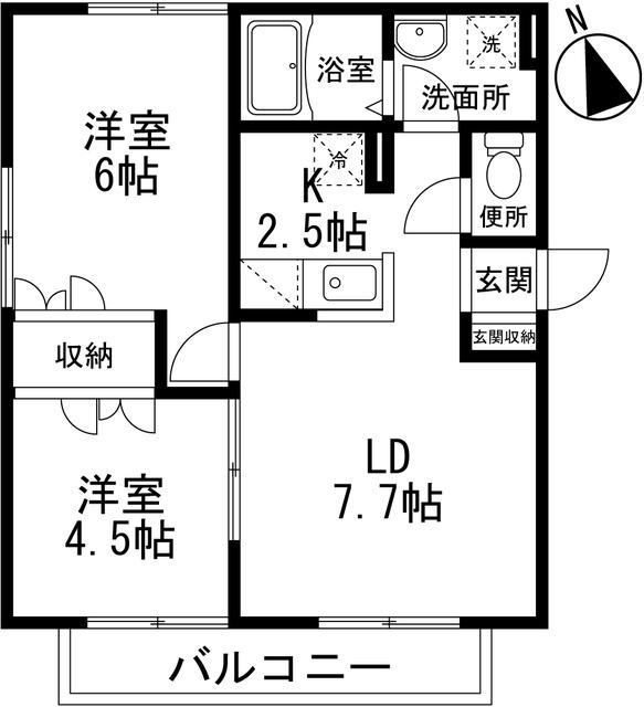 シャレードⅡ(2LDK/2階)の間取り写真