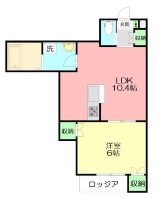 オーシャンテラス(1LDK/2階)の間取り写真