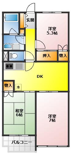 パナシア川越(3DK/1階)の間取り写真