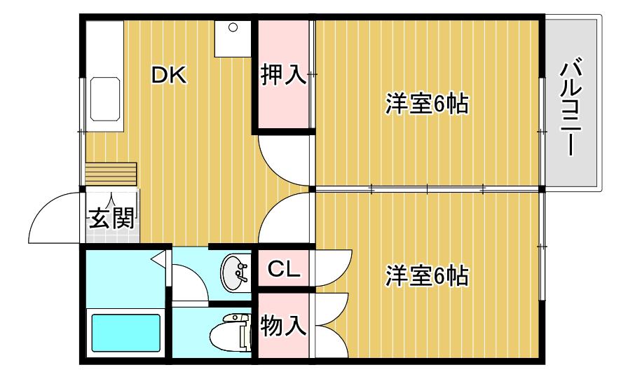 ハイツシャトレー(2DK/1階)の間取り写真