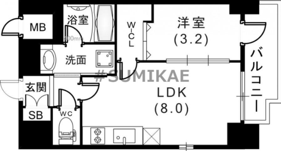 エステムコート神戸元町IIザ・サロン(1DK/7階)の間取り写真