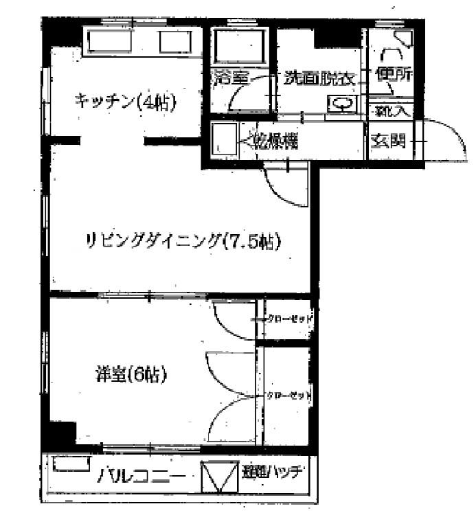 ソミュール鉢山(1LDK/2階)の間取り写真