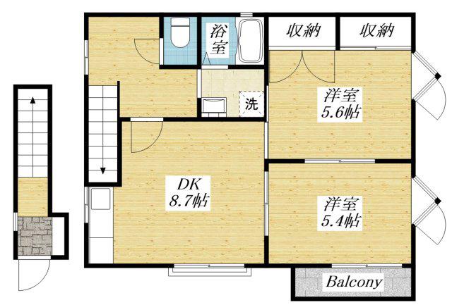 CASA・VERDE(2DK/2階)の間取り写真