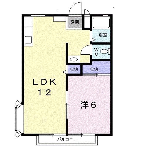 サンシャイン山野辺B(1LDK/2階)の間取り写真