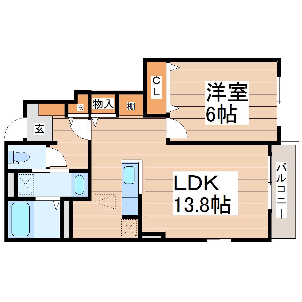 MOON BRIDGE 4(1LDK/1階)の間取り写真