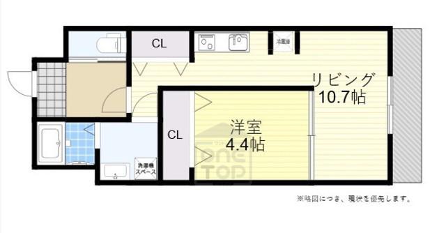 クレール江坂(1LDK/2階)の間取り写真