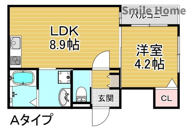 AIA難波南(1LDK/1階)の間取り写真