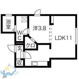 YS-SQUARE(1LDK/3階)の間取り写真