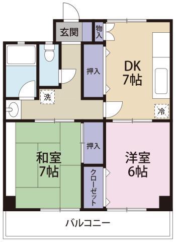 葵ハイツ冨永(2DK/5階)の間取り写真