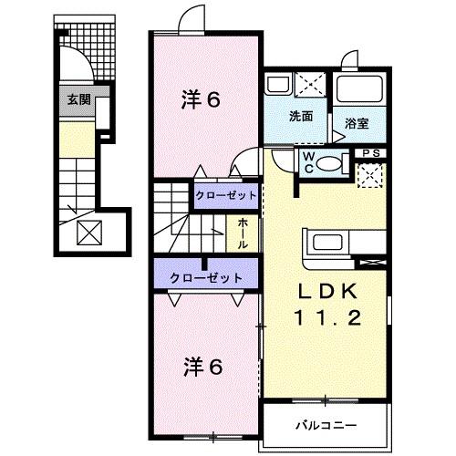 ショコラIII(2LDK/2階)の間取り写真